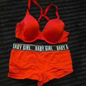 Vibrant Red Women's Bra and Shorts Set